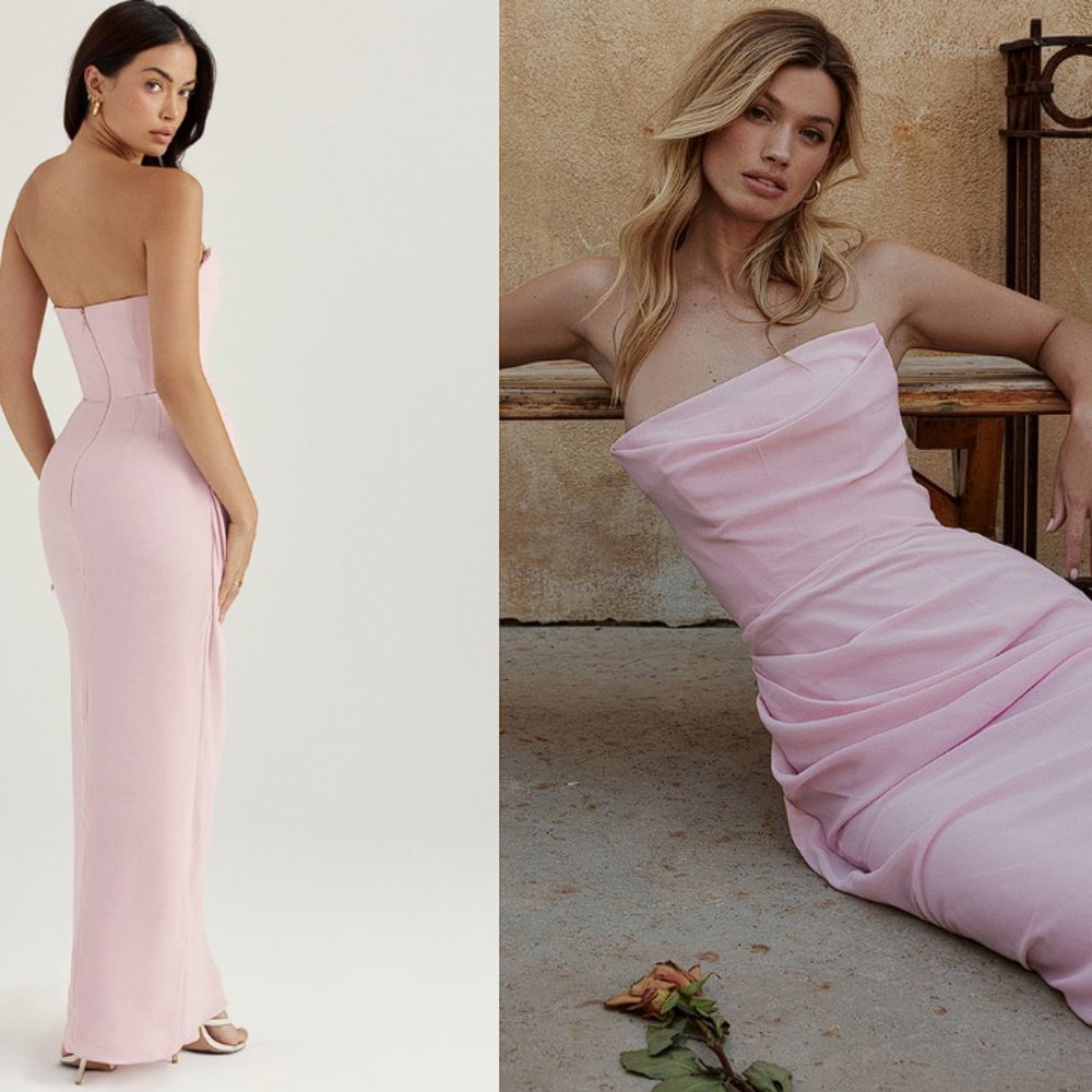 HOUSE OF CB 'Adrienne' Pink Quartz Strapless Gown NWOT - Picture 5 of 11